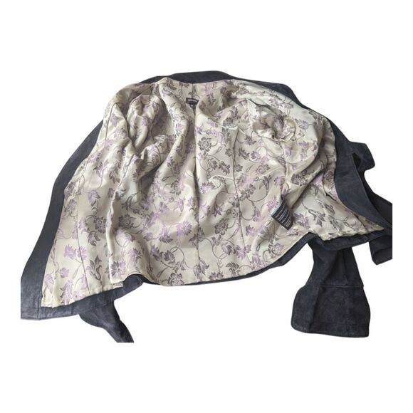 DANIER Plum Genuine Suede Leather Front Tie Pleated Jacket Size S - Picture 8 of 17